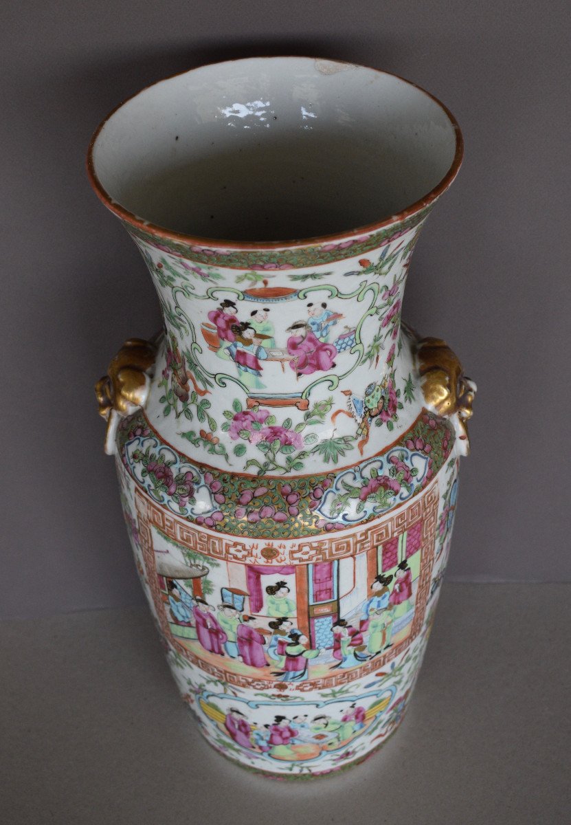 Chine Vase En Porcelaine Polychrome XIX Eme Siecle-photo-2