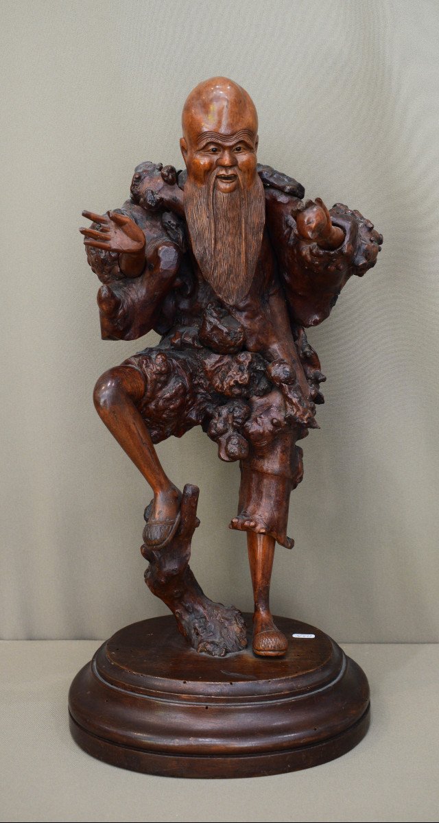 Chine Sculpture En Racine Representant Shou Lao