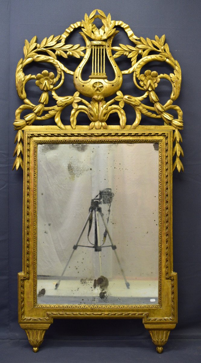 Louis XVI Period Mirror In Golden Wood-photo-3