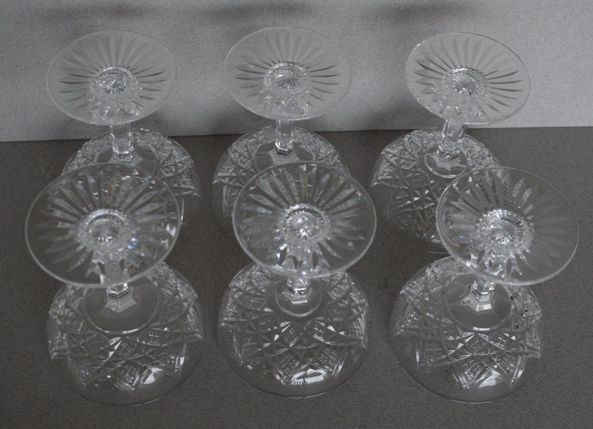 Series Of 6 Champagne Glasses In Baccarat Crystal Model Colbert-photo-3