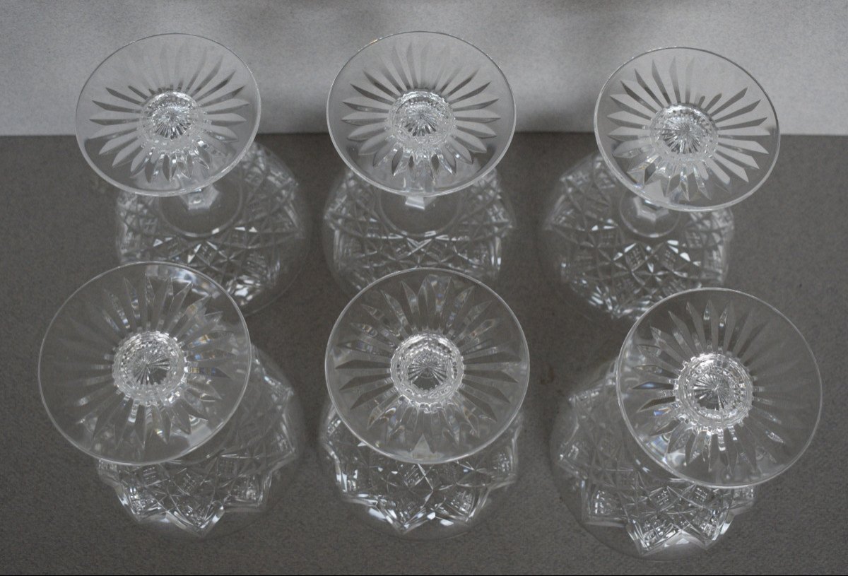 Series Of 6 Champagne Glasses In Baccarat Crystal Model Colbert-photo-4