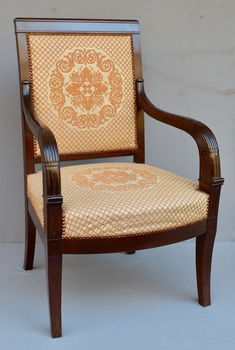 Empire Style Office Armchair In Cuban Mahogany-photo-2