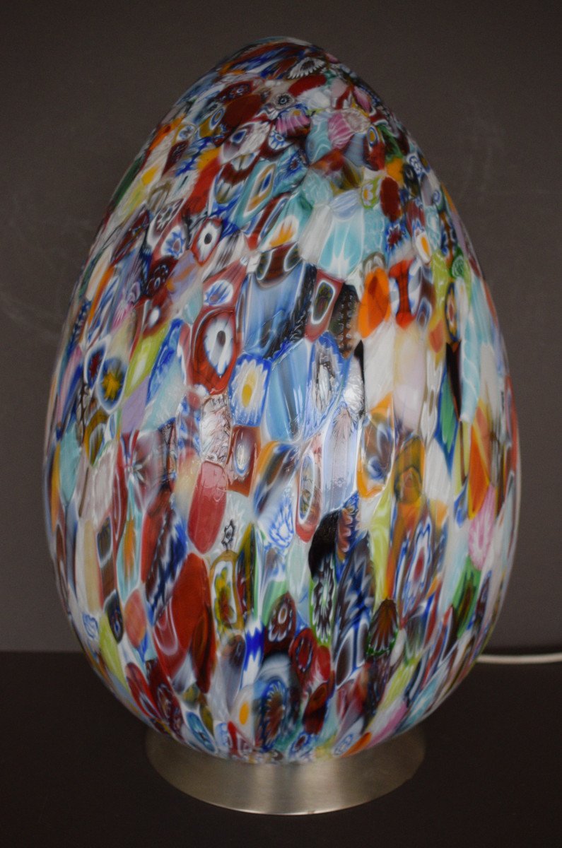 Murano Millefiori Egg Lamp In Blown Glass-photo-1