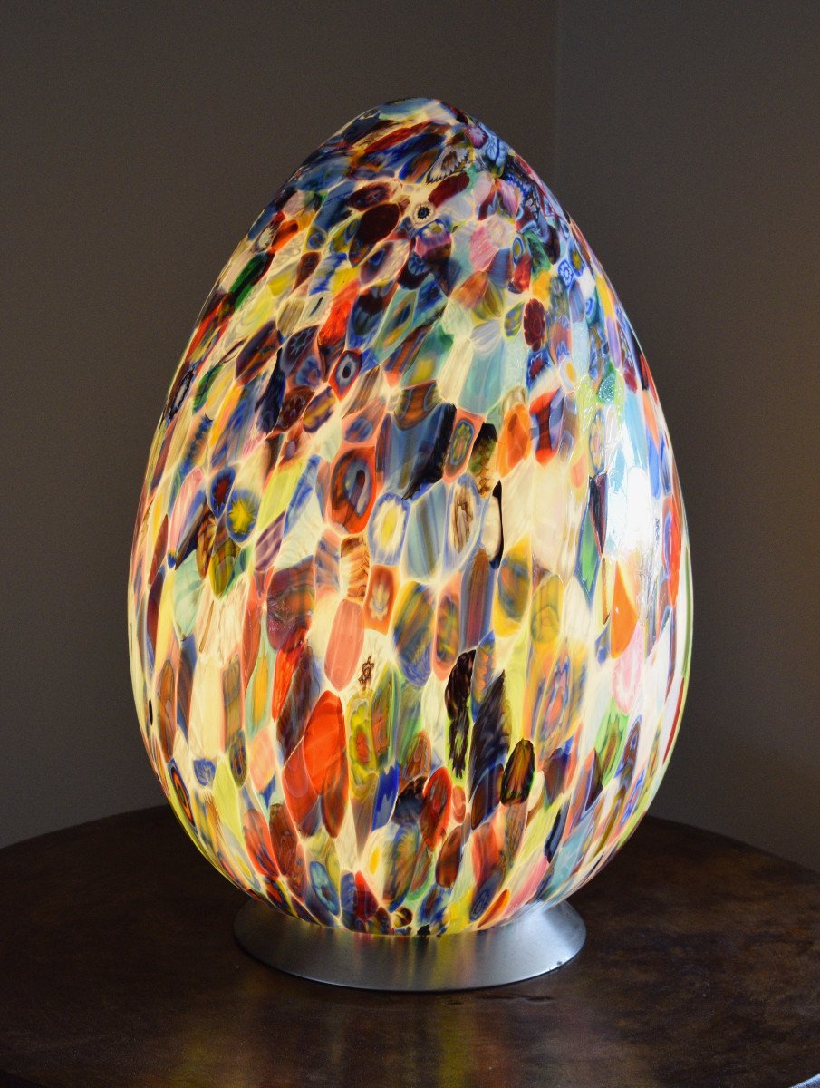 Murano Millefiori Egg Lamp In Blown Glass-photo-2