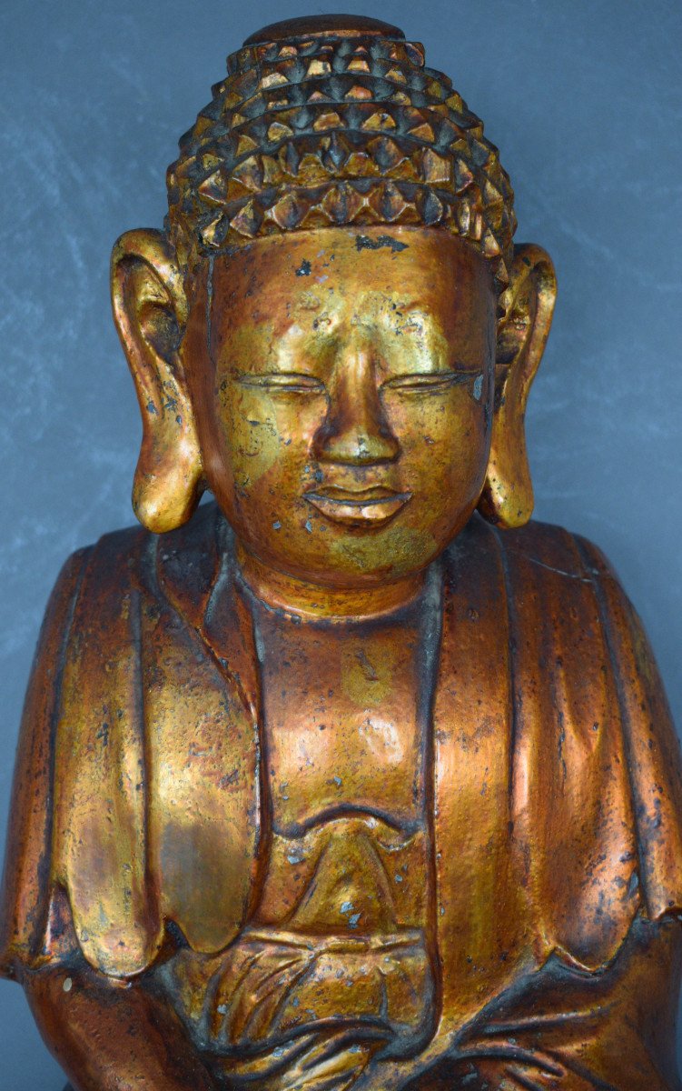 Buddha In Lacquered And Gilded Wood Vietnam 19 Eme Century-photo-4