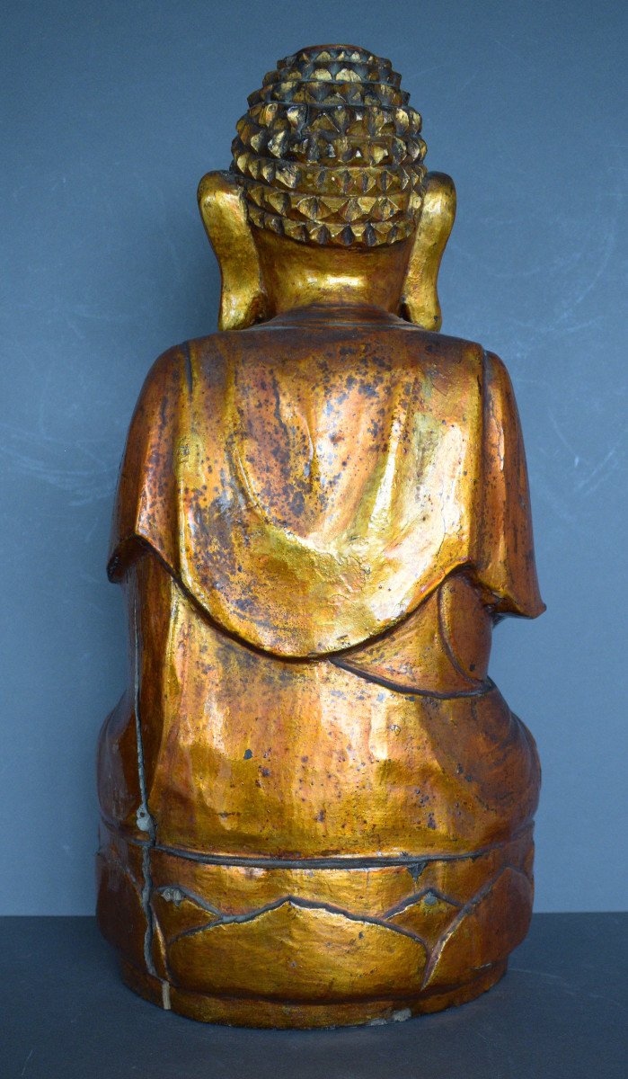 Buddha In Lacquered And Gilded Wood Vietnam 19 Eme Century-photo-4