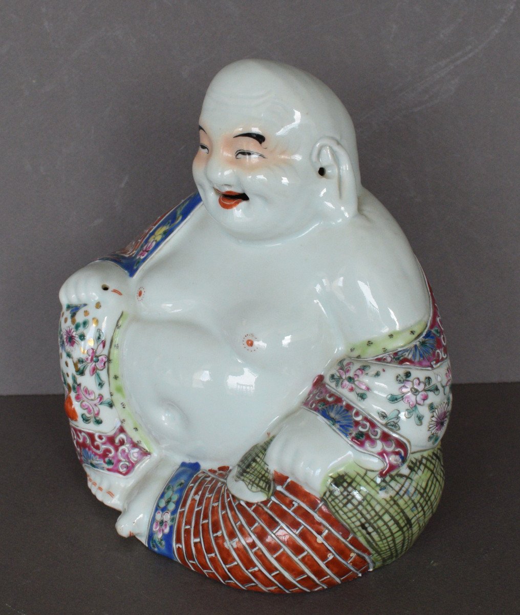 Bouddha Rieur En Porcelaine Polychrome-photo-2