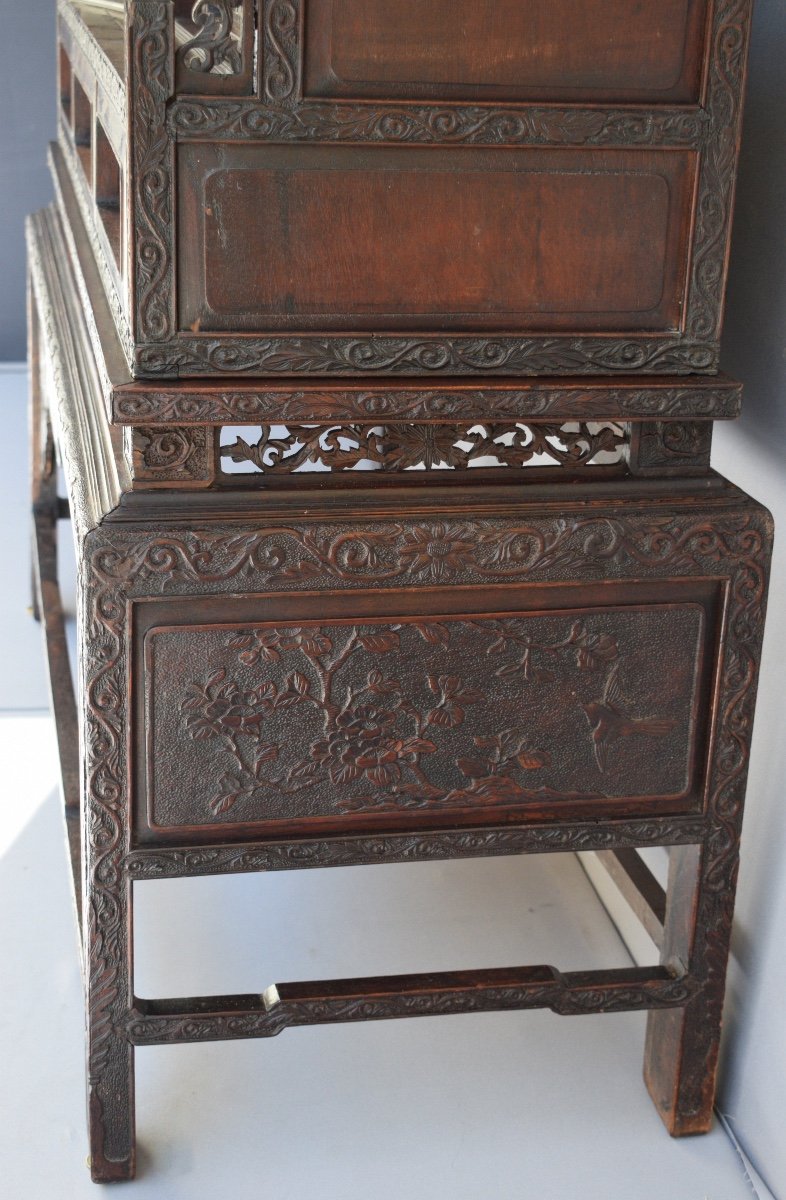 Japanese Cabinet In Exotic Wood Meiji Period-photo-4