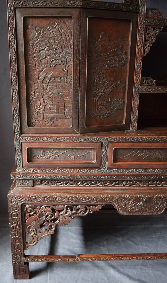 Japanese Cabinet In Exotic Wood Meiji Period-photo-4