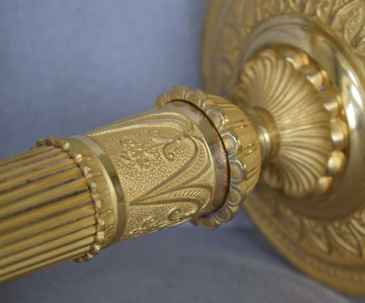 Pair Of Empire Period Gilt Bronze Candlesticks By Louis Isidore Choiselat (1784-1853)-photo-7