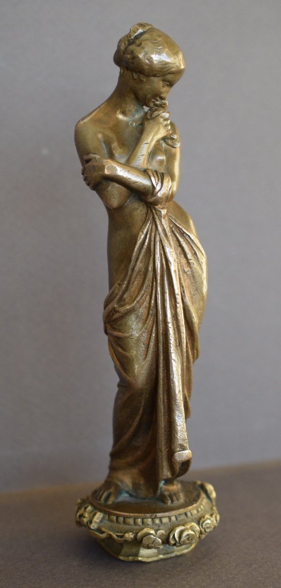 Sceau En Bronze Représentant Venus A La Colombe