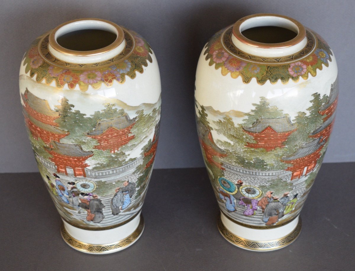 Pair Of Satsuma Ceramic Vases -photo-2