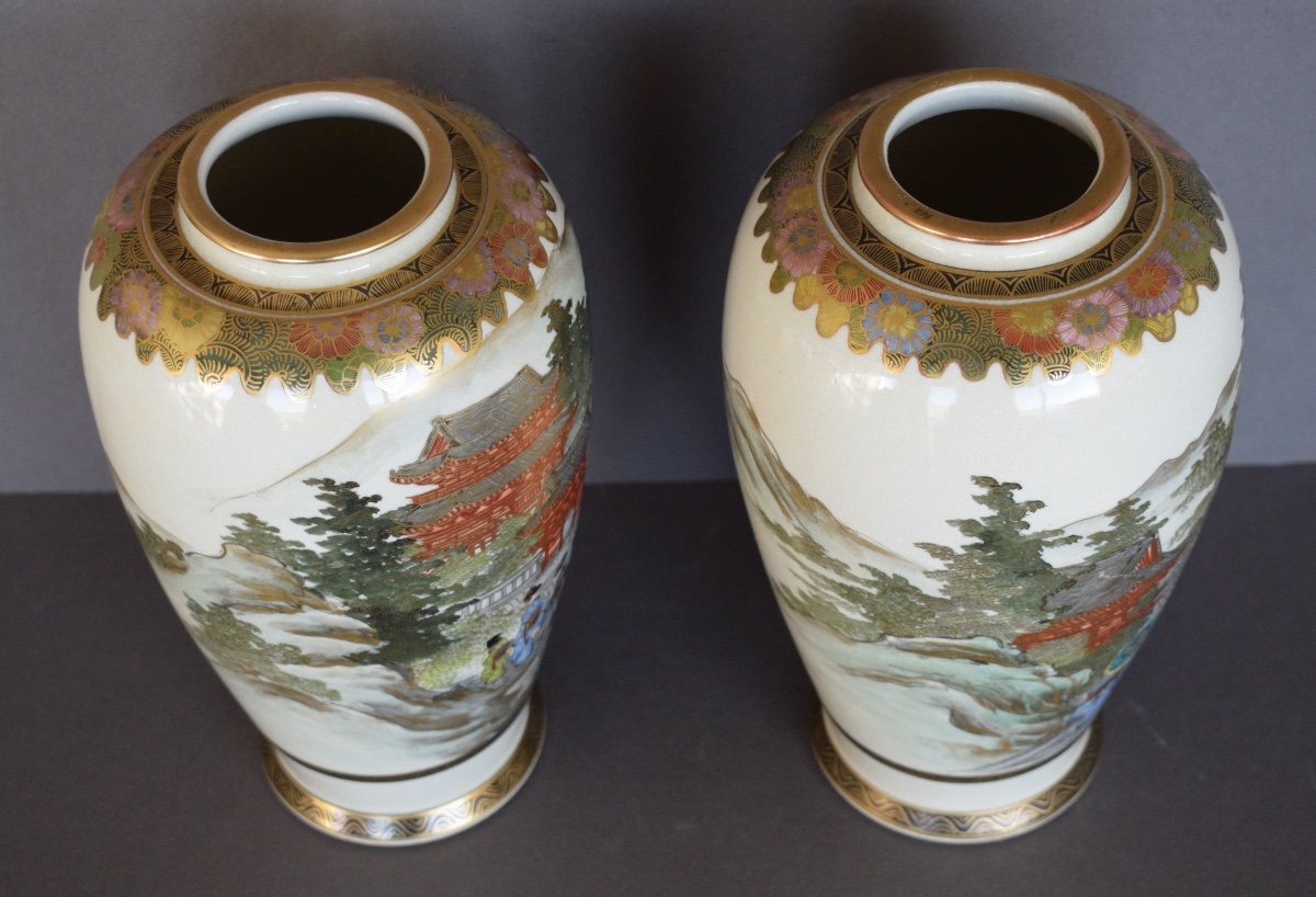 Pair Of Satsuma Ceramic Vases -photo-4