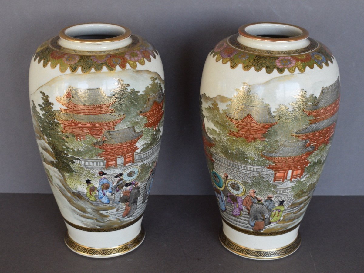 Pair Of Satsuma Ceramic Vases -photo-1