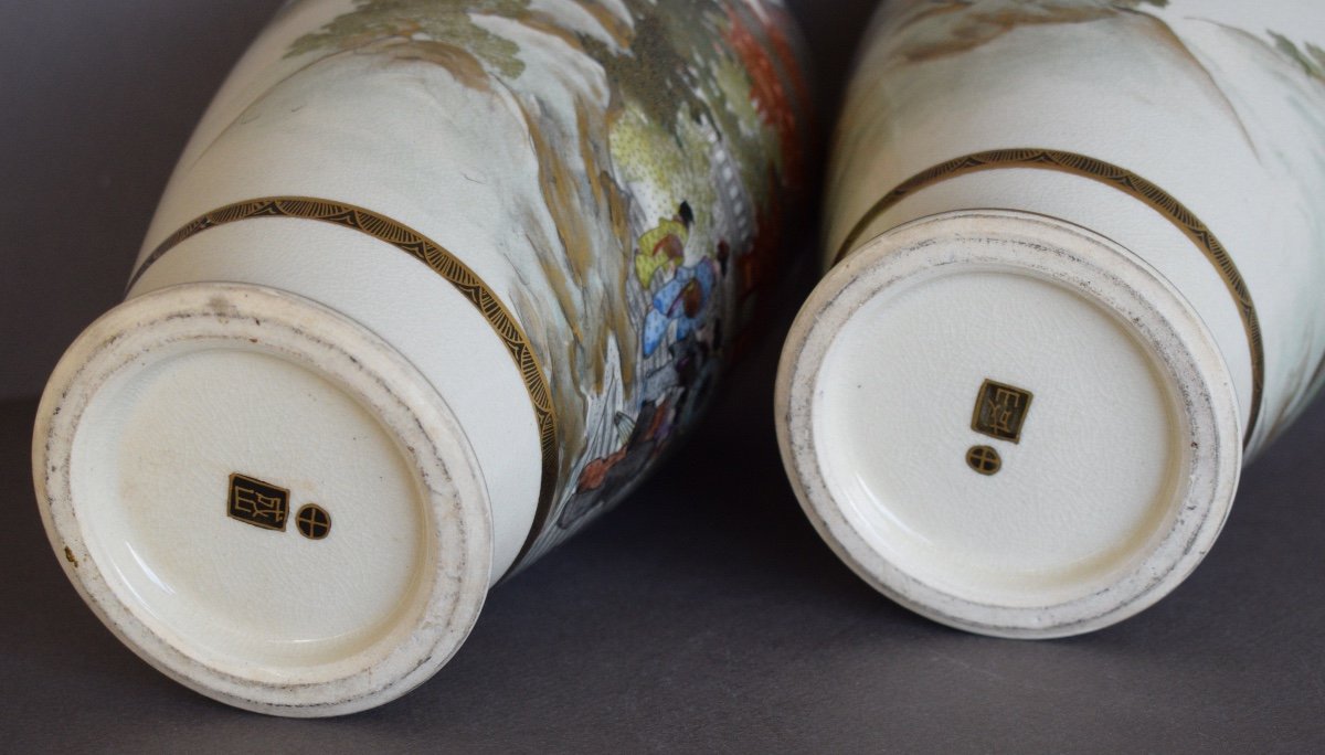 Pair Of Satsuma Ceramic Vases -photo-5