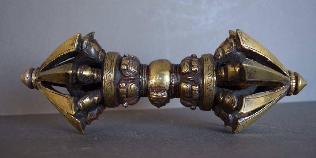 Grand Vajra En Bronze Tibet 19 Eme-photo-3