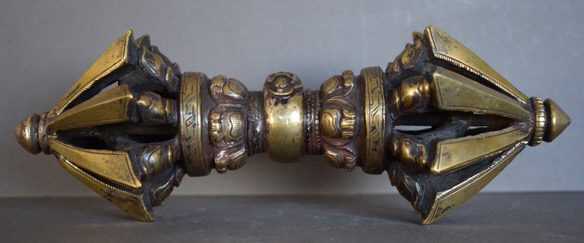 Grand Vajra En Bronze Tibet 19 Eme-photo-2