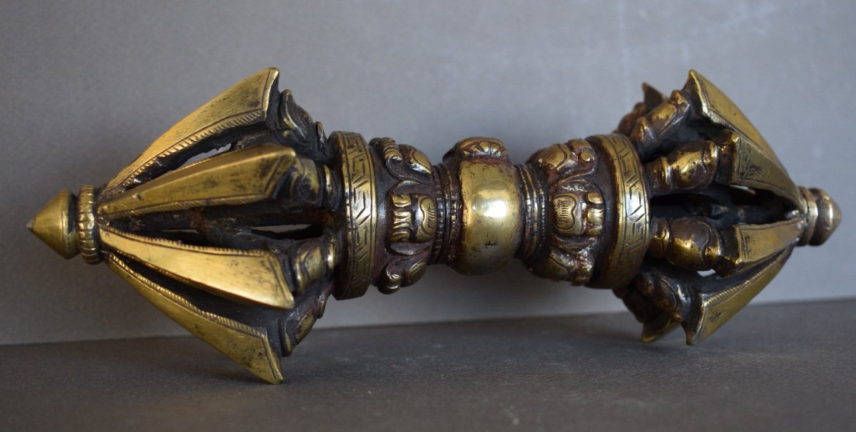 Grand Vajra En Bronze Tibet 19 Eme-photo-3