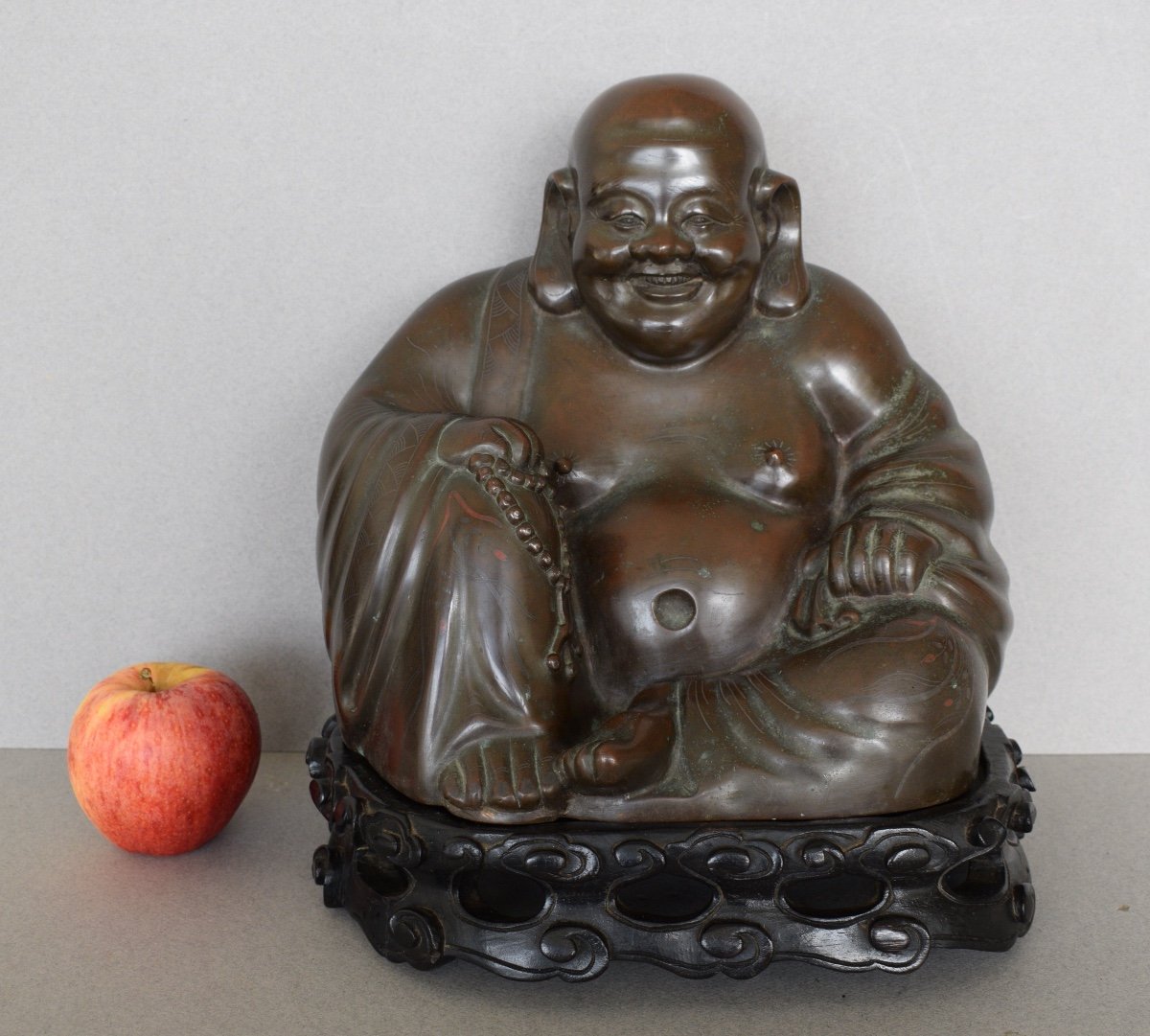 Important Budai En Bronze A Decor Niélé-photo-4