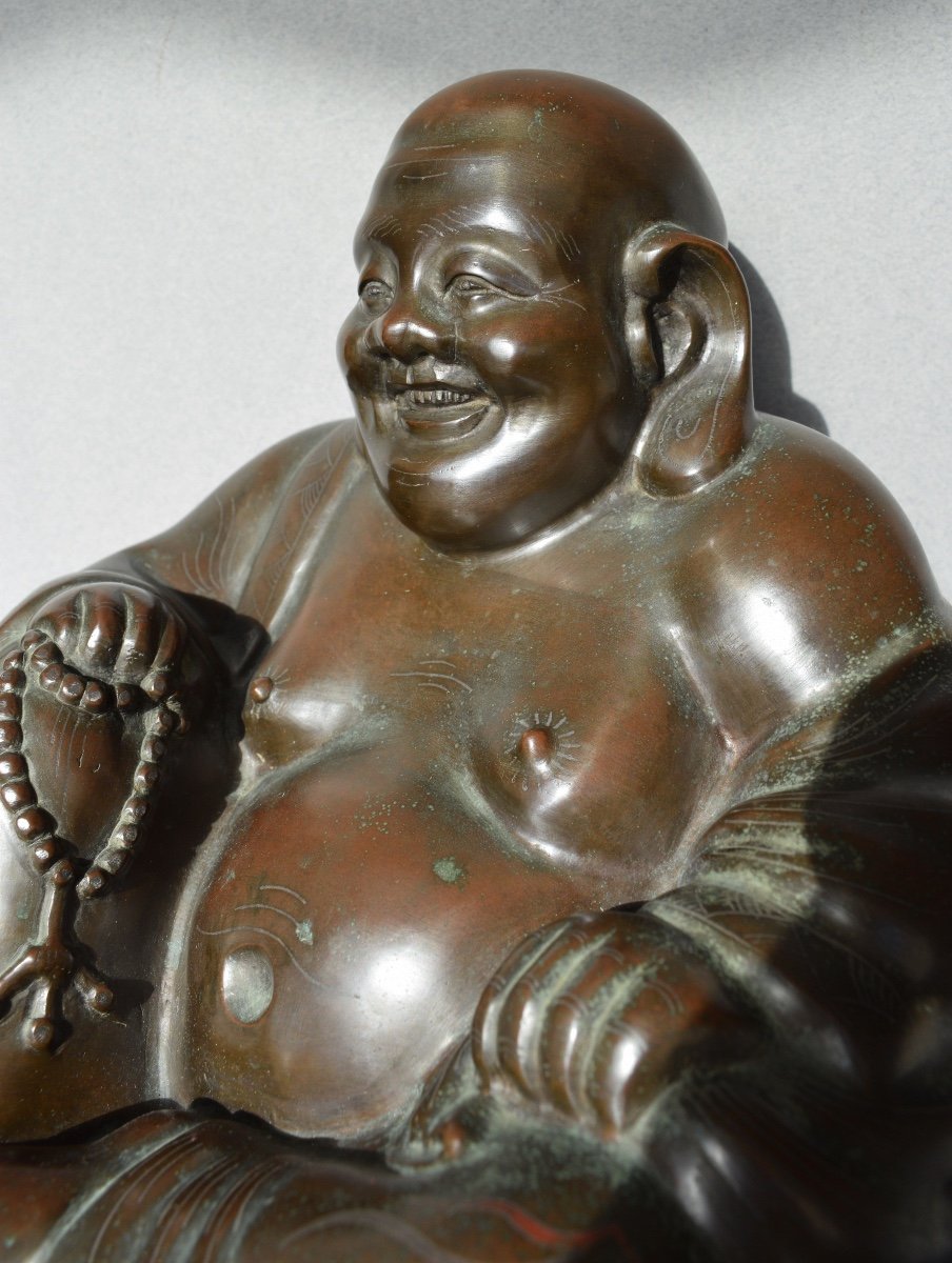 Important Budai En Bronze A Decor Niélé-photo-2