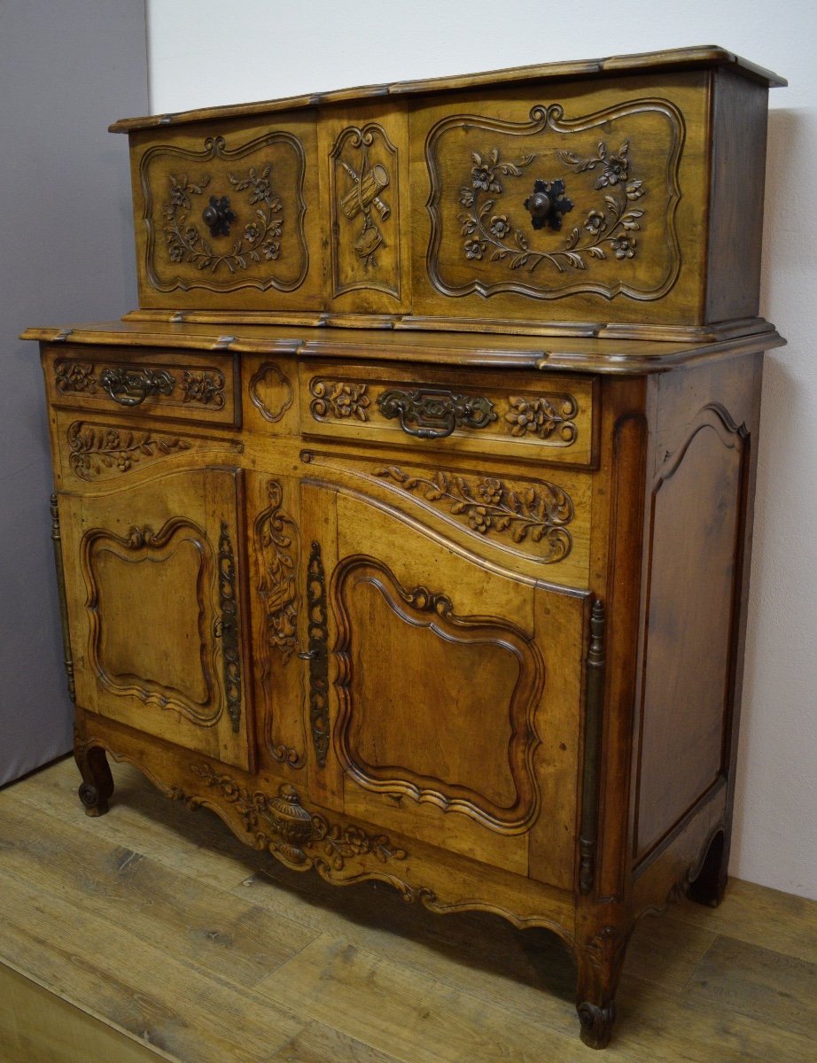 Louis XV Style Provencal Sliding Buffet In Walnut-photo-3