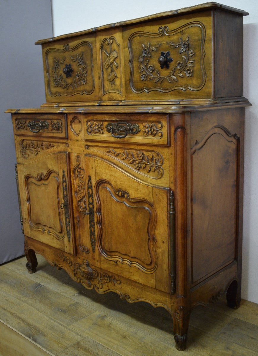 Louis XV Style Provencal Sliding Buffet In Walnut-photo-5