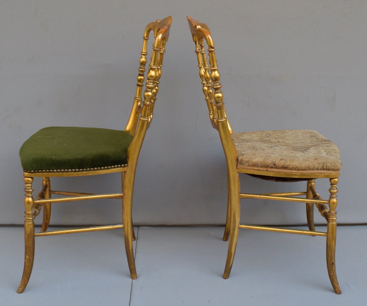 Pair Of Napoleon III Chairs In Gilded Wood-photo-2