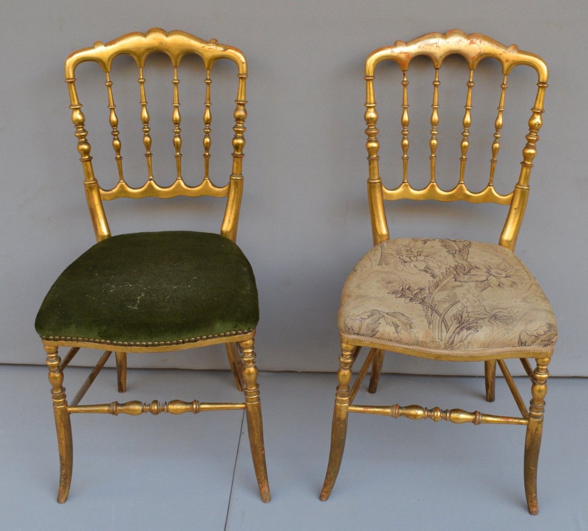 Pair Of Napoleon III Chairs In Gilded Wood-photo-3