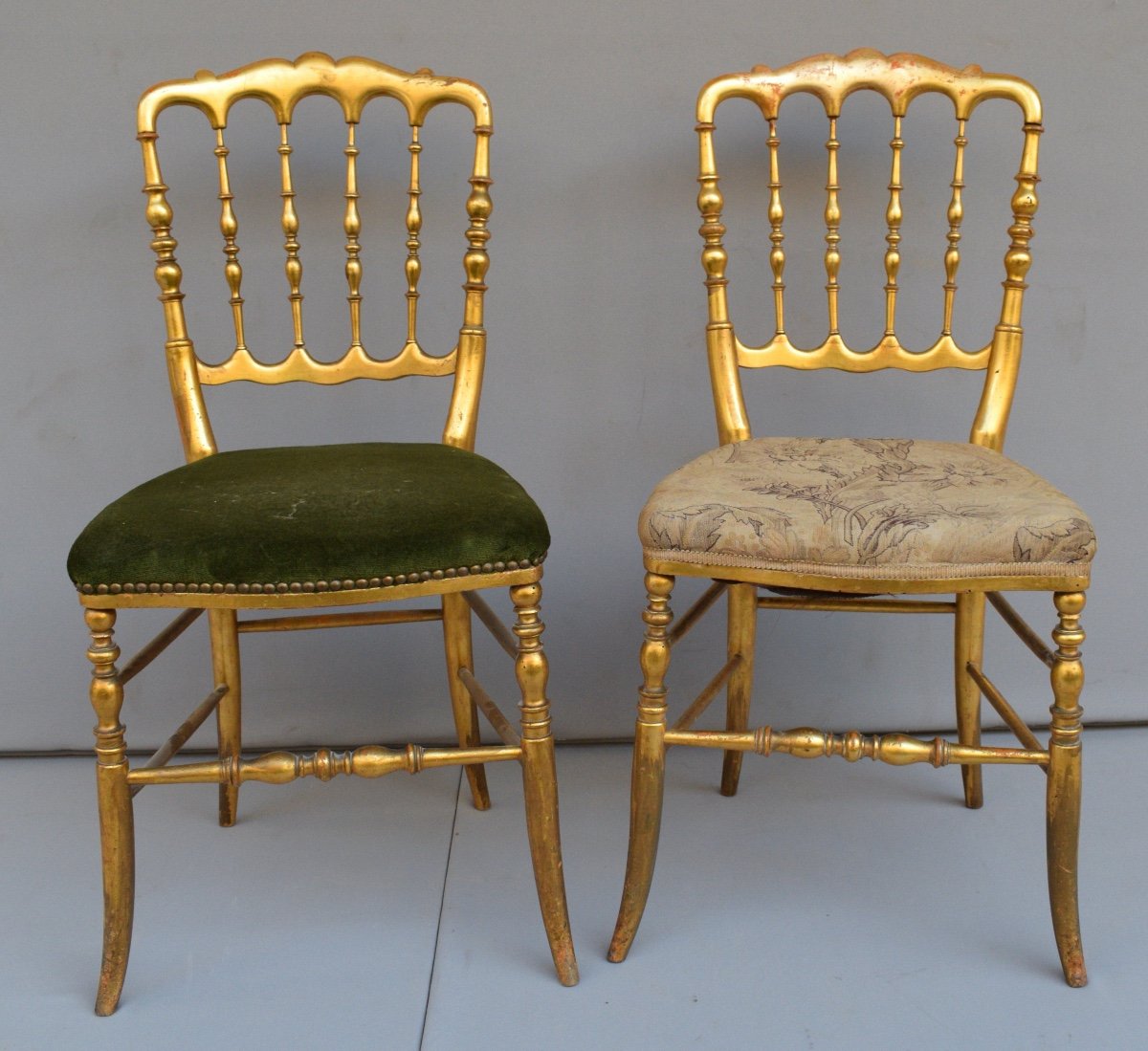 Pair Of Napoleon III Chairs In Gilded Wood-photo-4