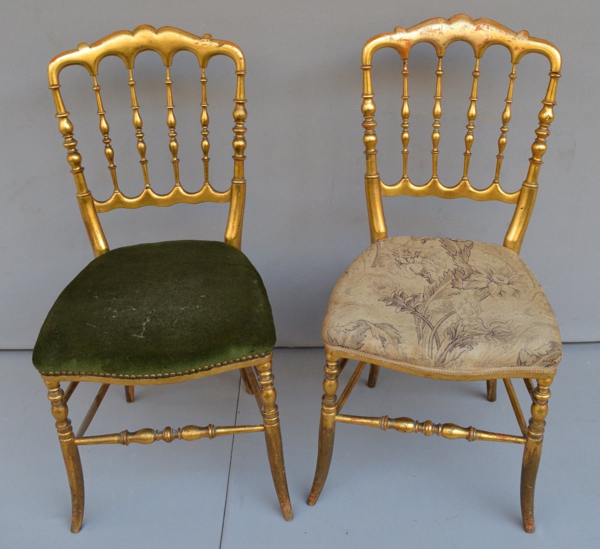 Pair Of Napoleon III Chairs In Gilded Wood-photo-1