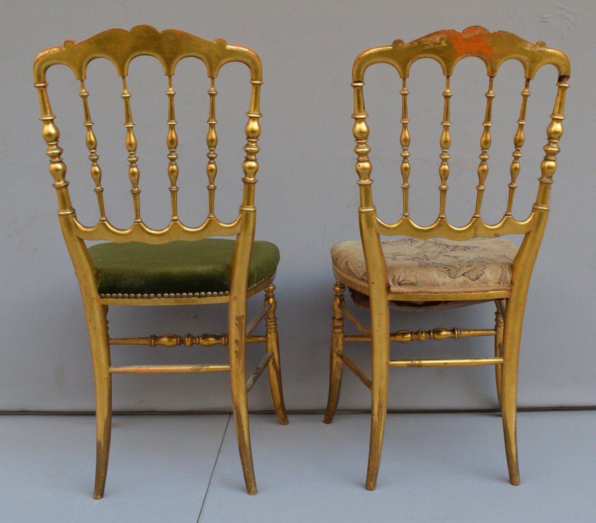 Pair Of Napoleon III Chairs In Gilded Wood-photo-2