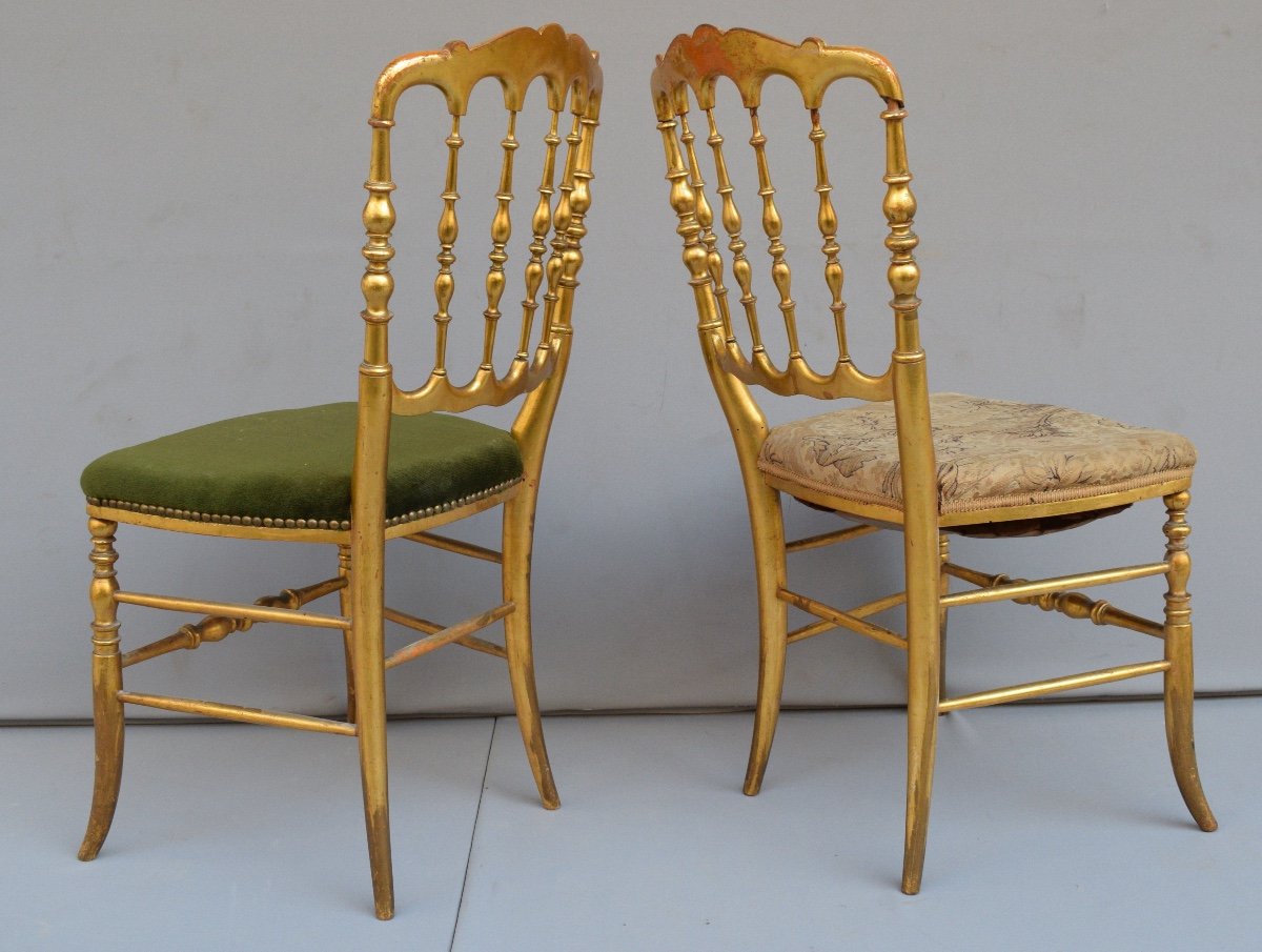 Pair Of Napoleon III Chairs In Gilded Wood-photo-3