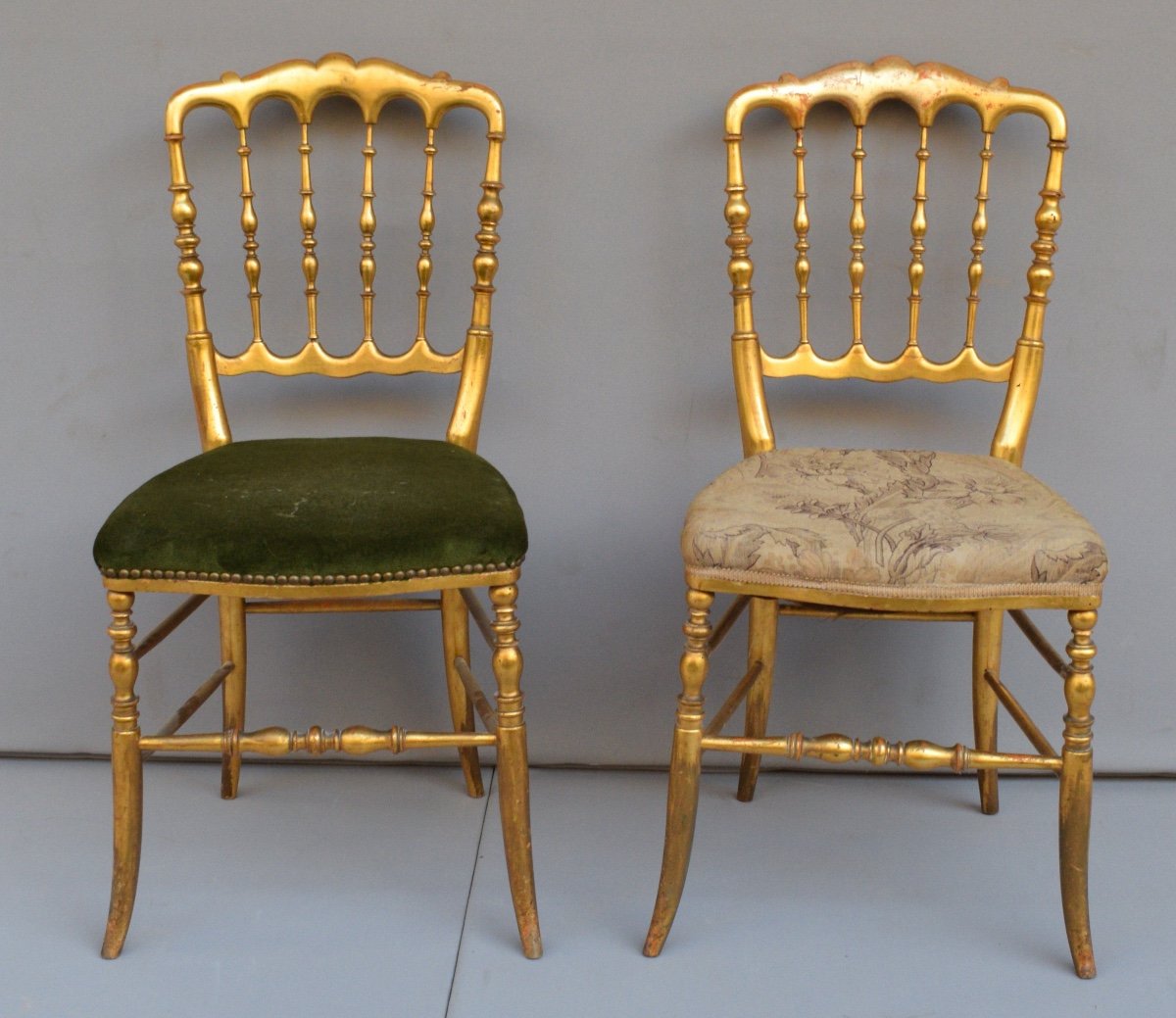 Pair Of Napoleon III Chairs In Gilded Wood