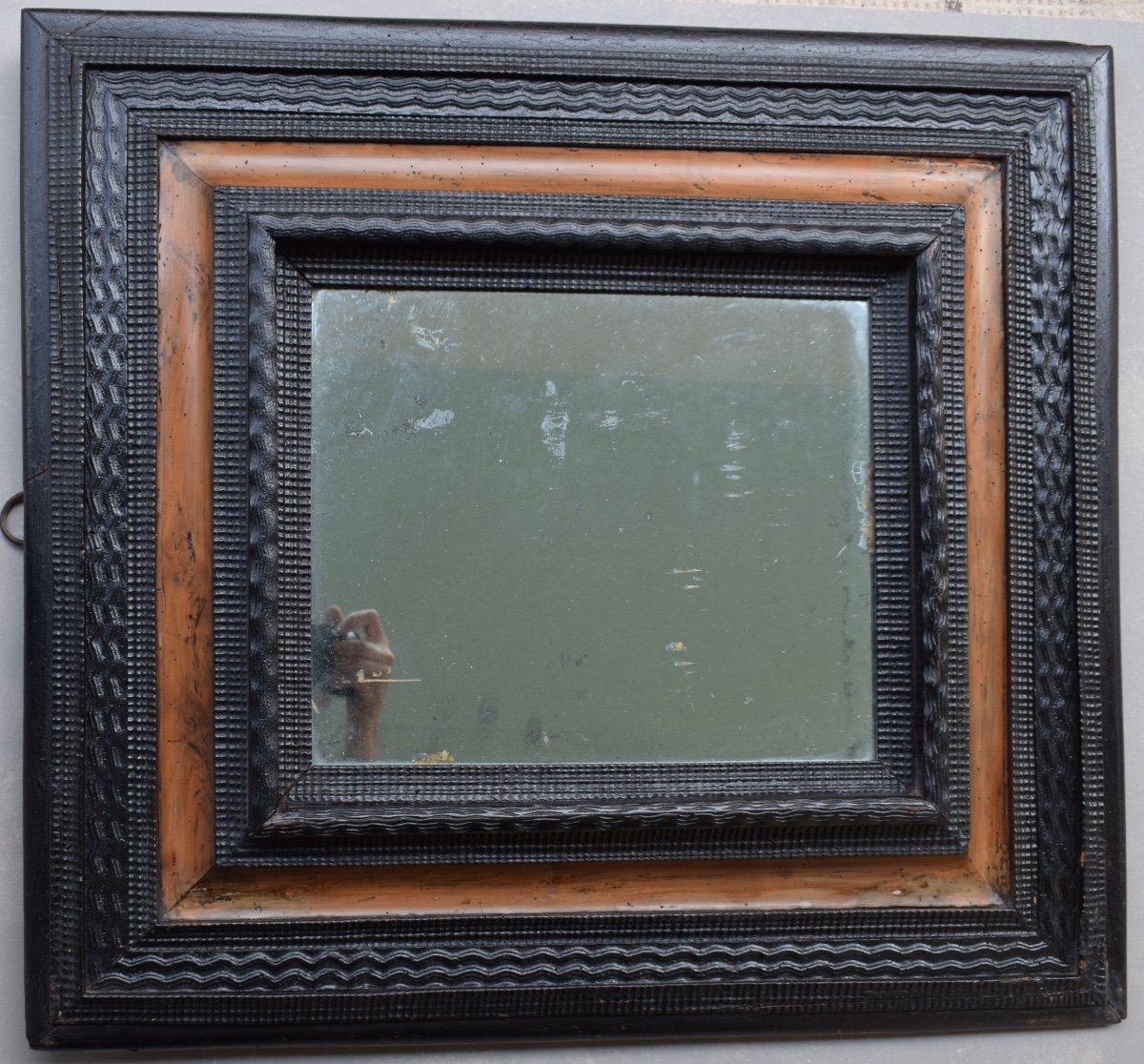 17th Century Walnut And Blackened Wood Mirror