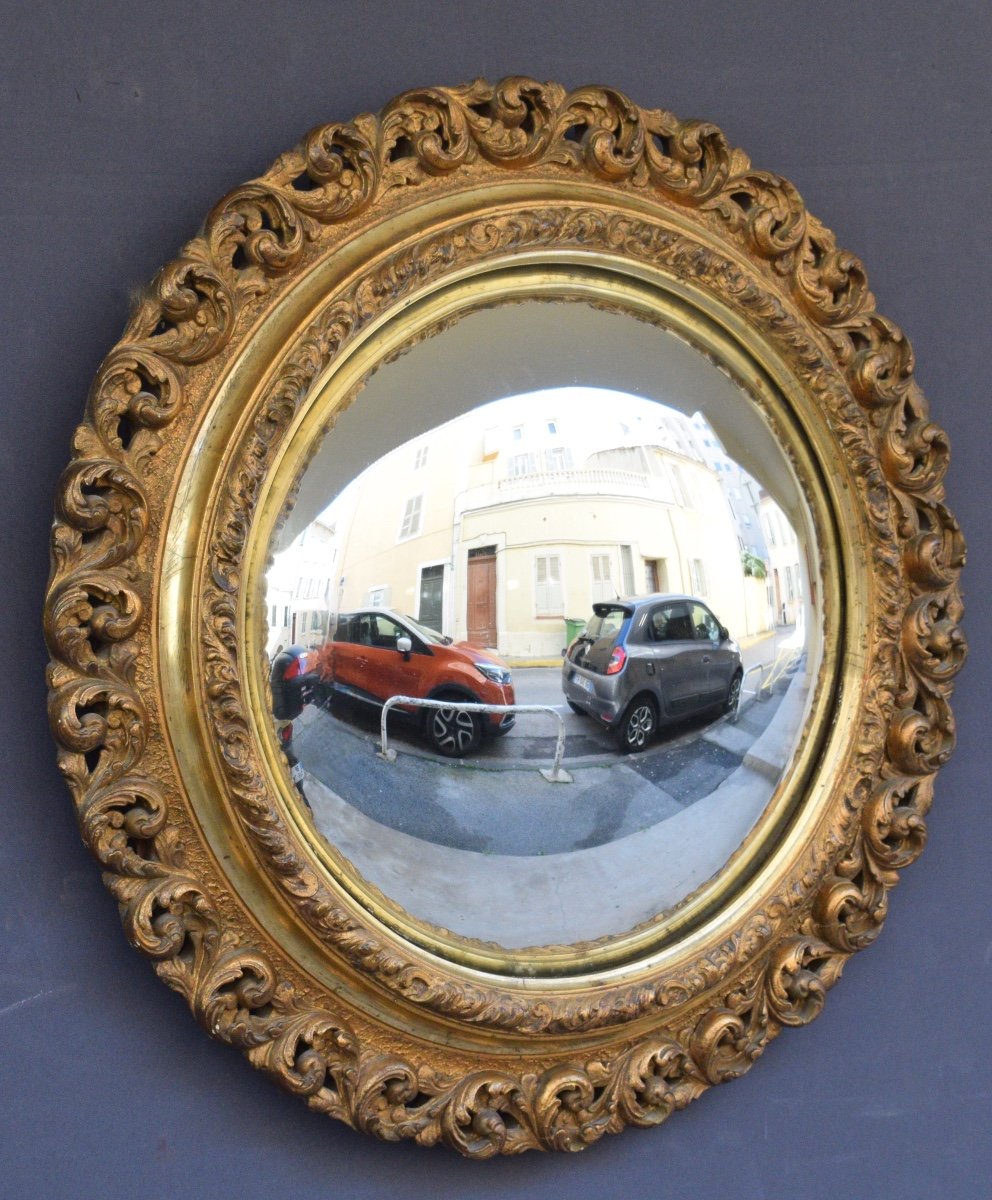 Witch Mirror In Wood And Gilded Stucco Napoleon III Period-photo-3