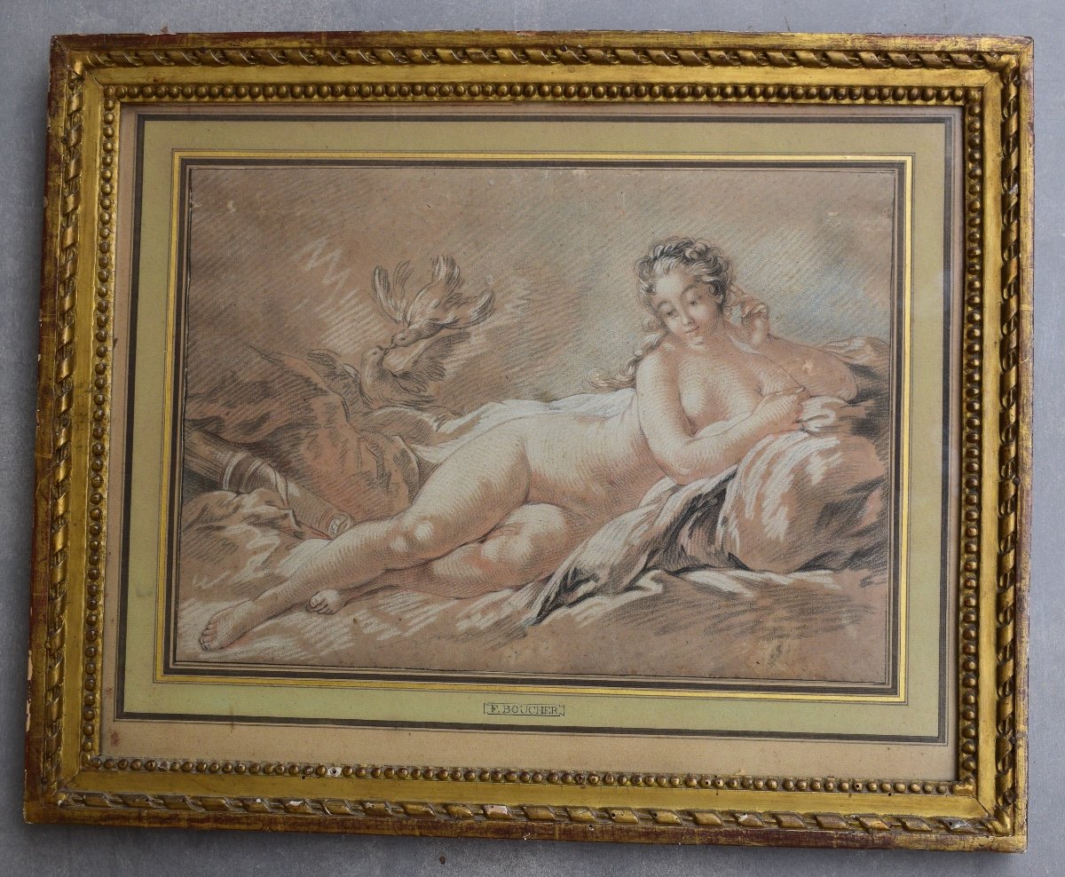 18th Century Engraving By Francois Boucher In Its Original Frame-photo-3