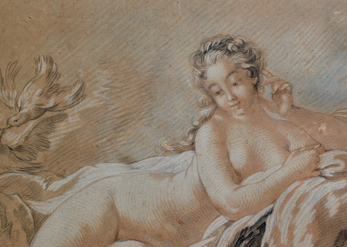 18th Century Engraving By Francois Boucher In Its Original Frame-photo-4