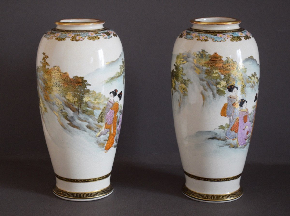 Pair Of Satsuma Faience Vases