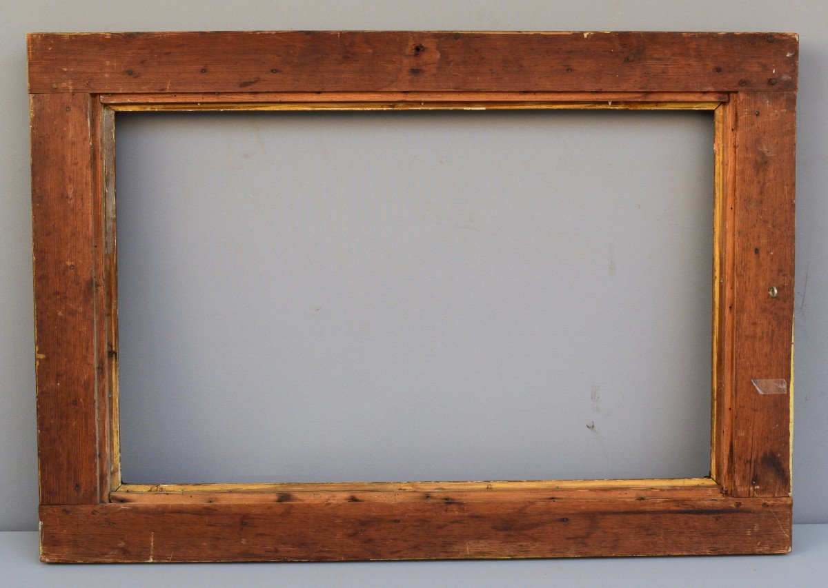 Large Restoration Period Frame In Wood And Golden Stucco-photo-3