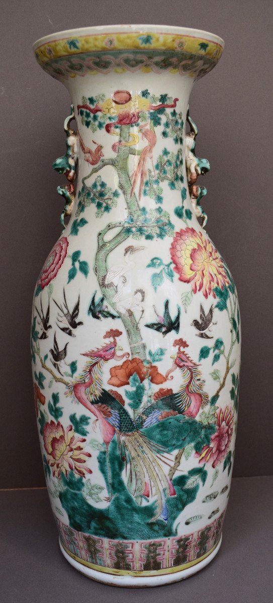 Large Famille Rose Vase China 19 Eme-photo-4