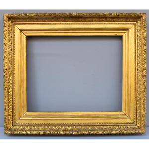 Large 19th Century Frame In Wood And Golden Stucco