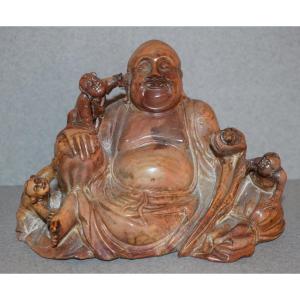 Laughing Buddha In Steatite China XIX Eme Century