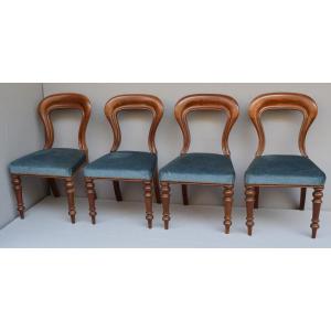 Suite De 4 Chaises En Acajou De Cuba