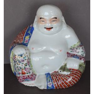 Laughing Buddha In Polychrome Porcelain