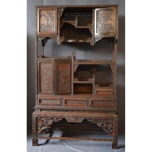 Japanese Cabinet In Exotic Wood Meiji Period