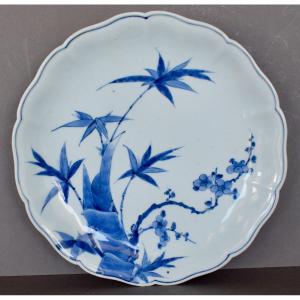 Plat Polylobé En Porcelaine Bleu Blanc Japon Arita Période Edo