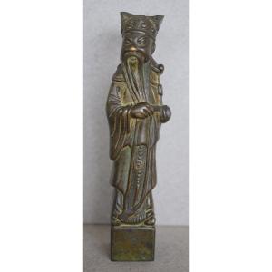 China Bronze Figurine With Brown Patina Representing A Dignitary