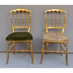 Paire De Chaises Napoléon III En Bois Doré