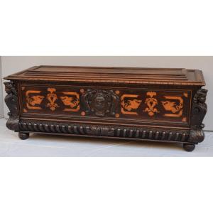 Important Renaissance Period Cassons In Walnut And Sycamore Inlay