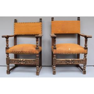 Pair Of Renaissance Period 16th Century Armchairs